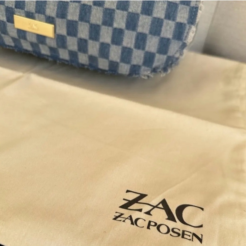 Zac Posen Anthea Denim Checkered Tote Bag NWT - Picture 10 of 16